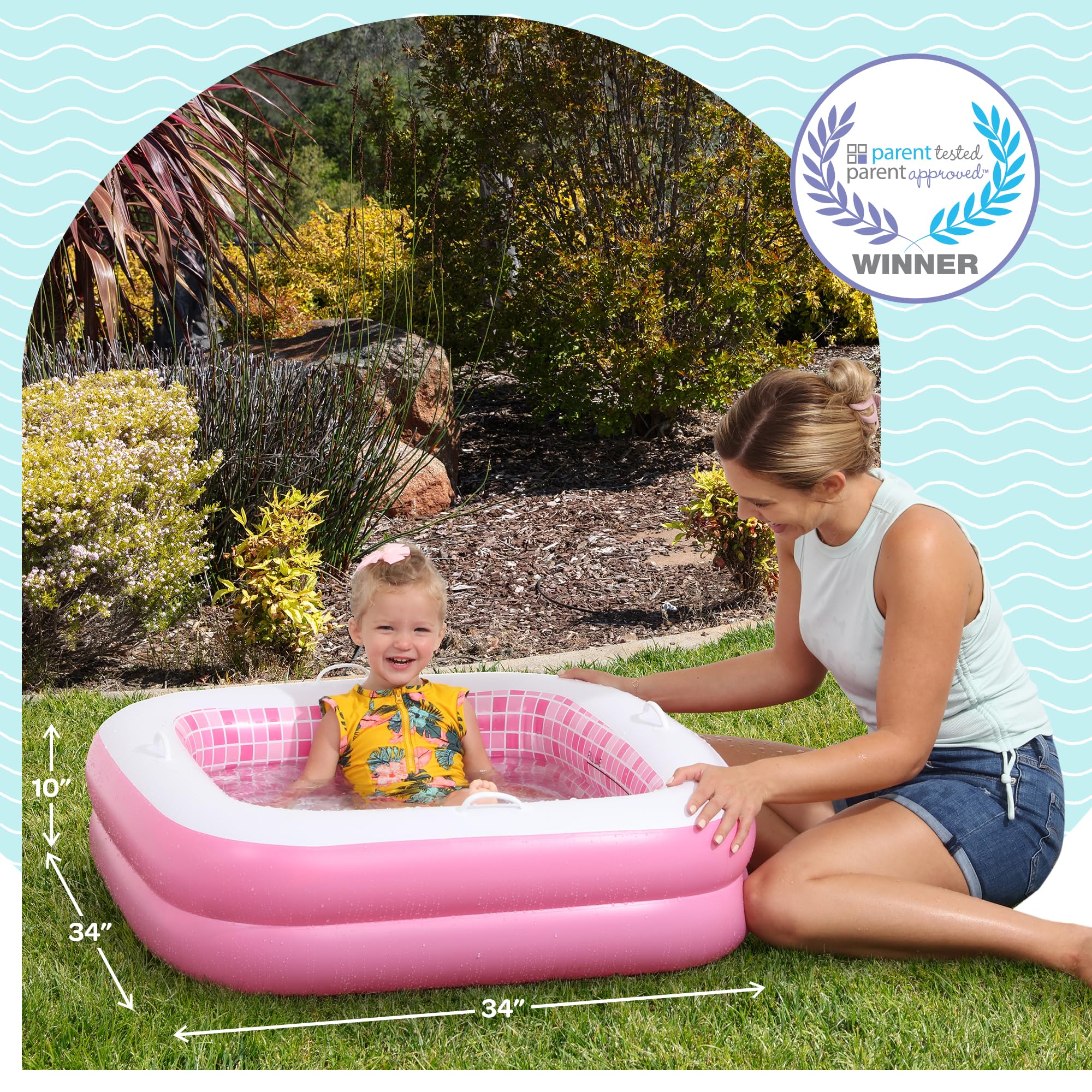 Built-in grip handles for baby pool safety