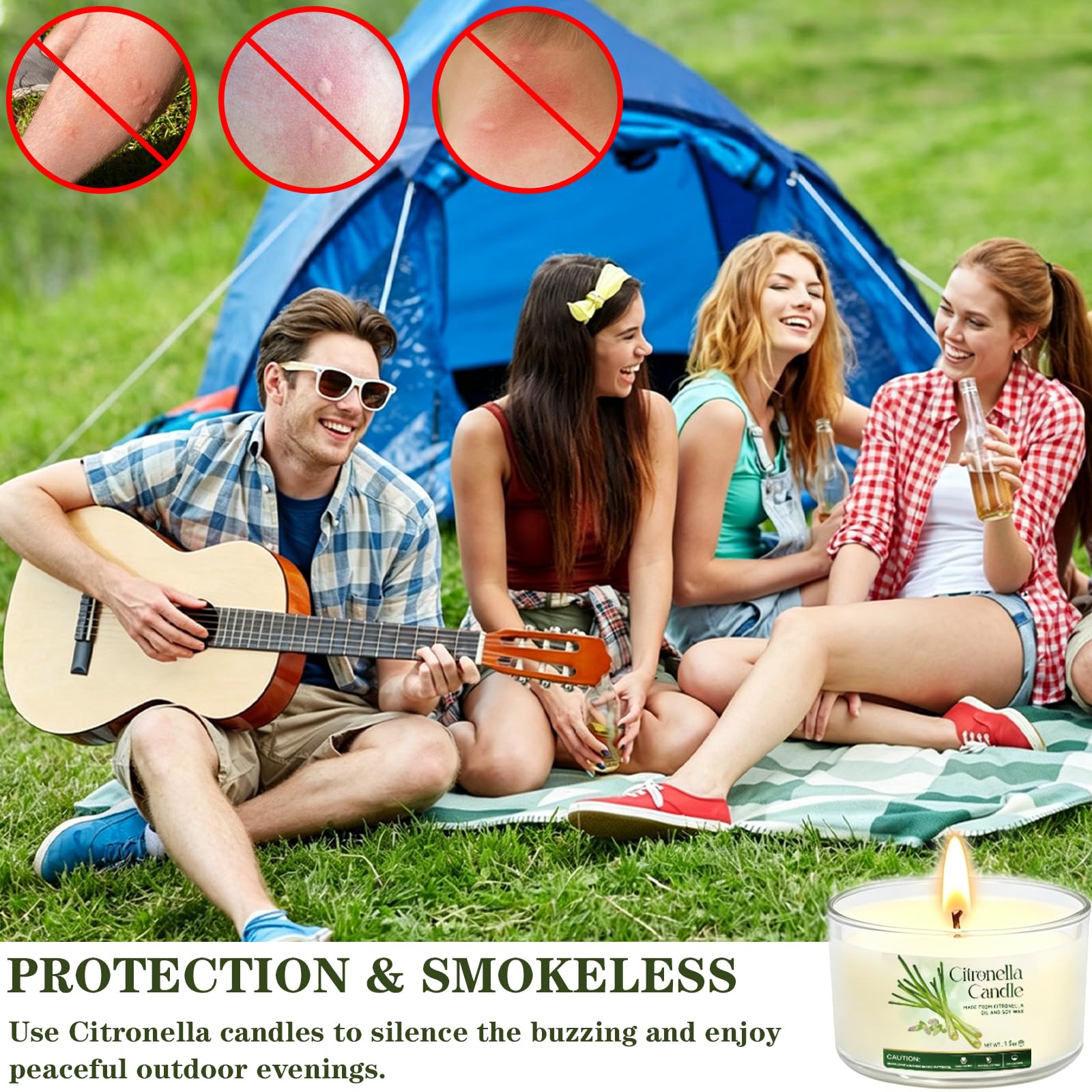 Patio backyard camping candles with lead-free cotton wick