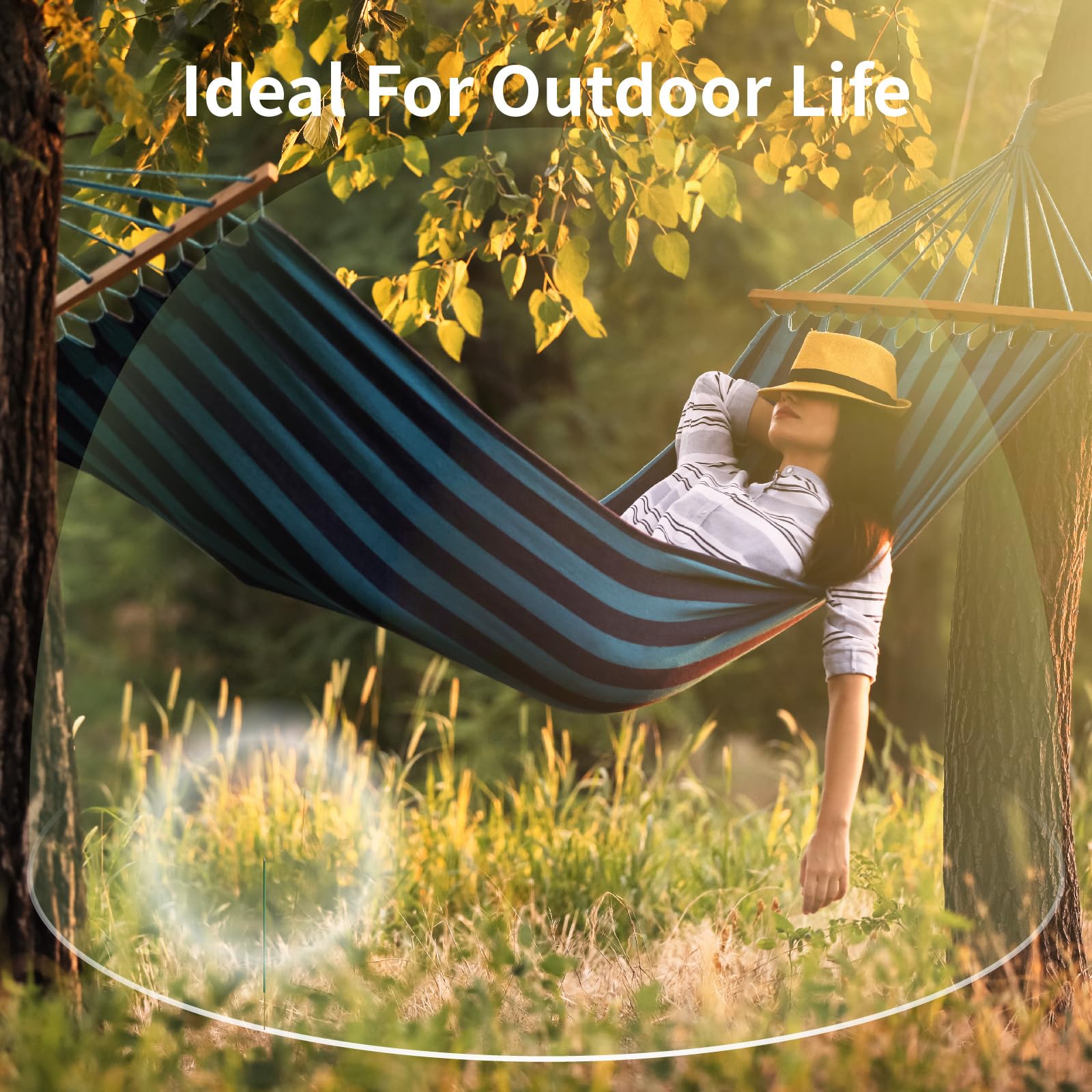 Outdoor patio use illustrating mosquito protection area