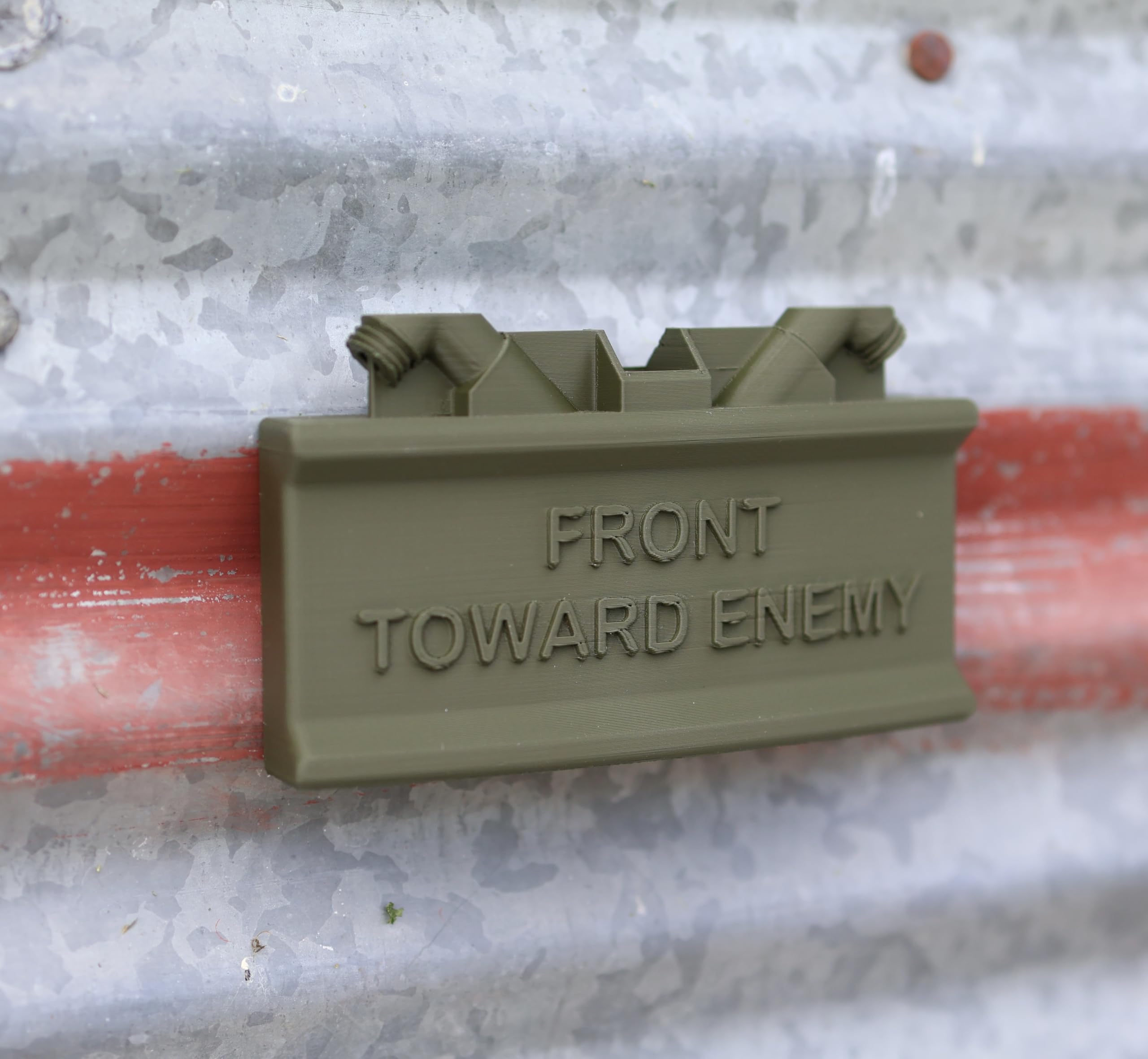 Magnetic display of Front Toward Enemy magnet by Patriot Patch Co