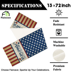 Patriotic 72 inch table runner for kitchen dining