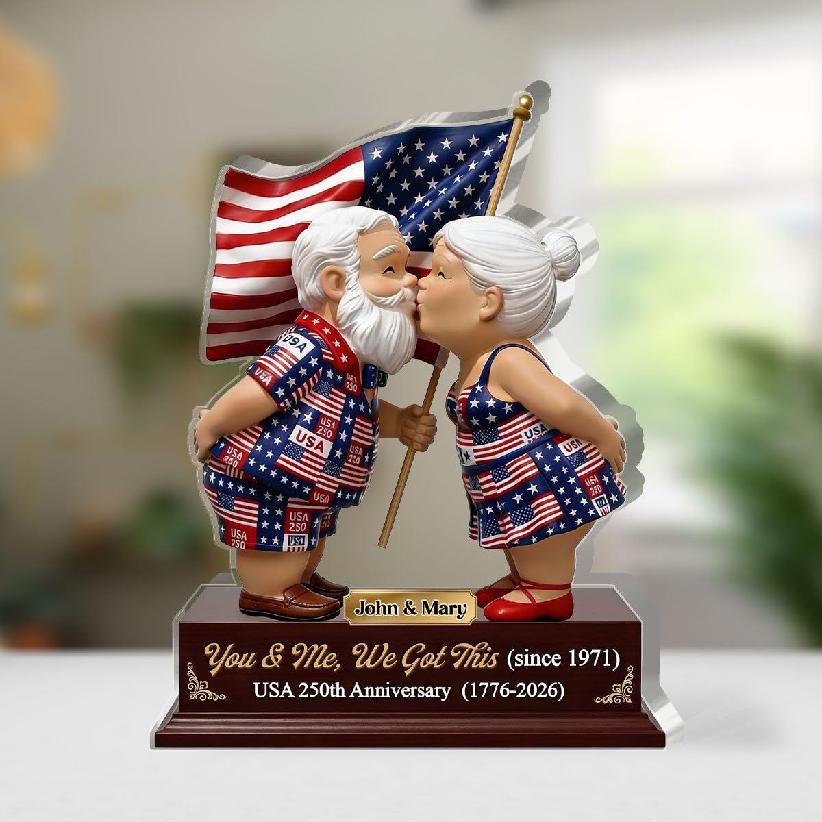 Patriotic couples gift plaque for anniversaries and milestones