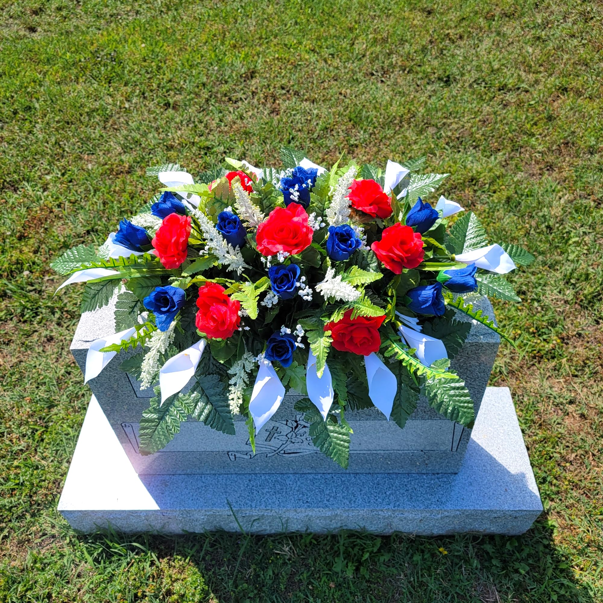 Silk grave flowers headstone decoration for memorials
