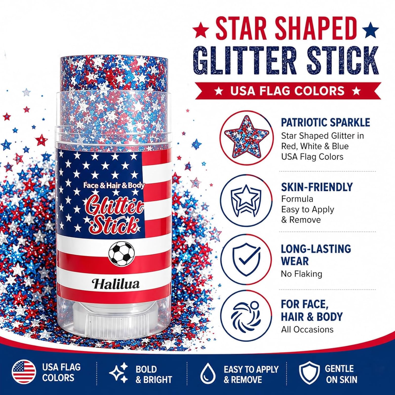 Patriotic party glitter stick for celebrations