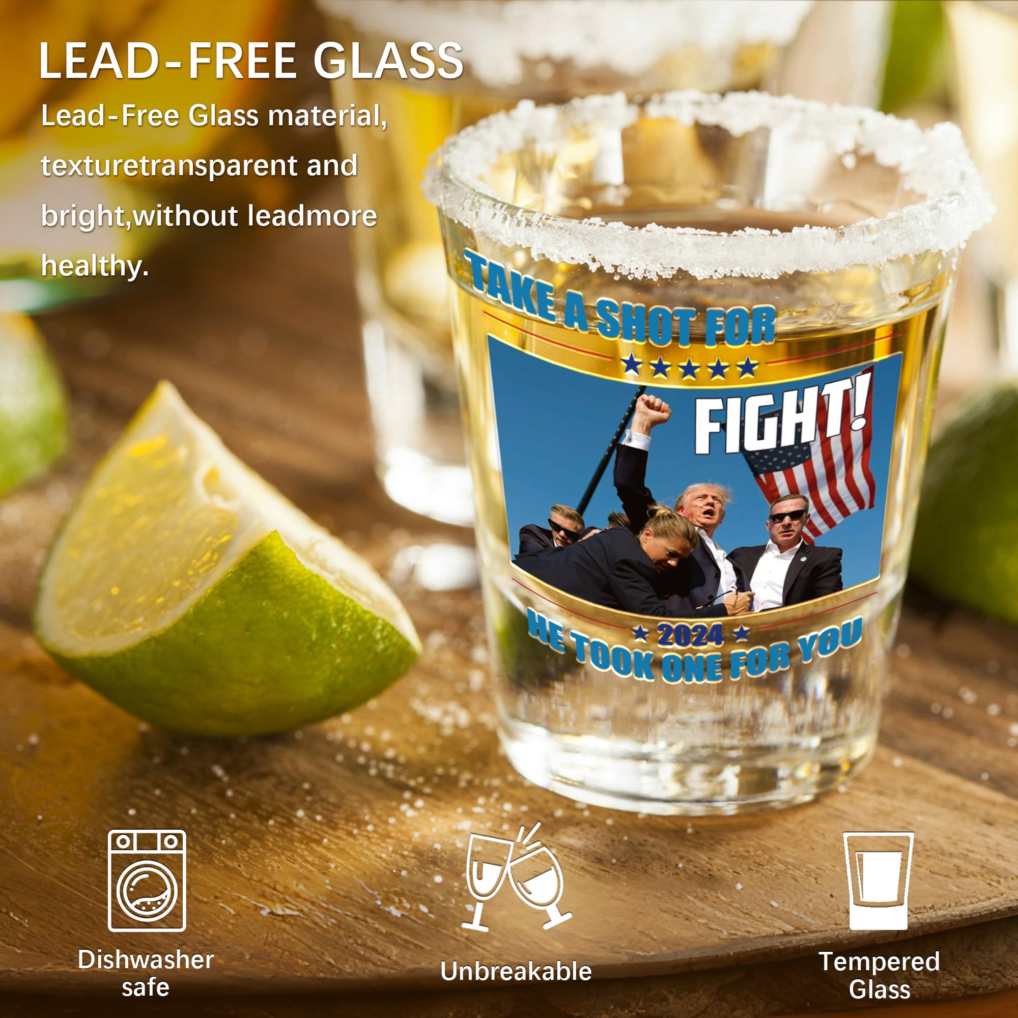 Dishwasher safe 2 oz shot glass with scratch resistant print