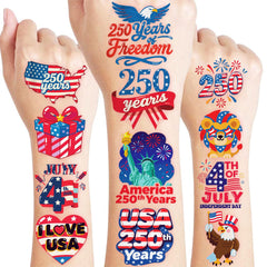 Patriotic temporary tattoos 120 pcs on 10 sheets