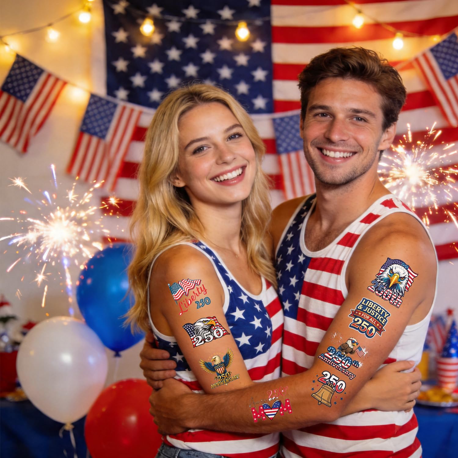 100 piece patriotic tattoo set for celebrations