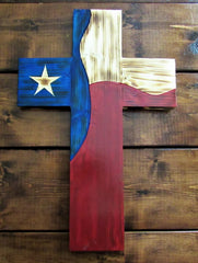 Patriotic wall cross with burnt effect