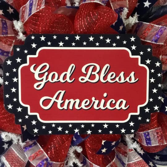 Patriotic wreath 24 inch diameter with deco mesh