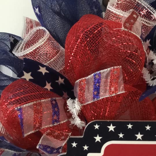 Patriotic wreath 28 inch diameter with navy red accents