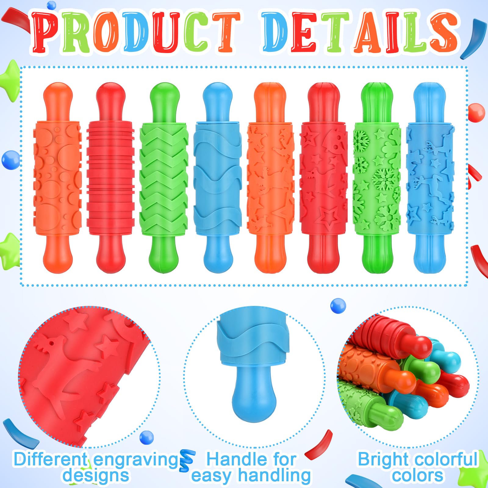Assorted colors pattern rollers for kids crafts