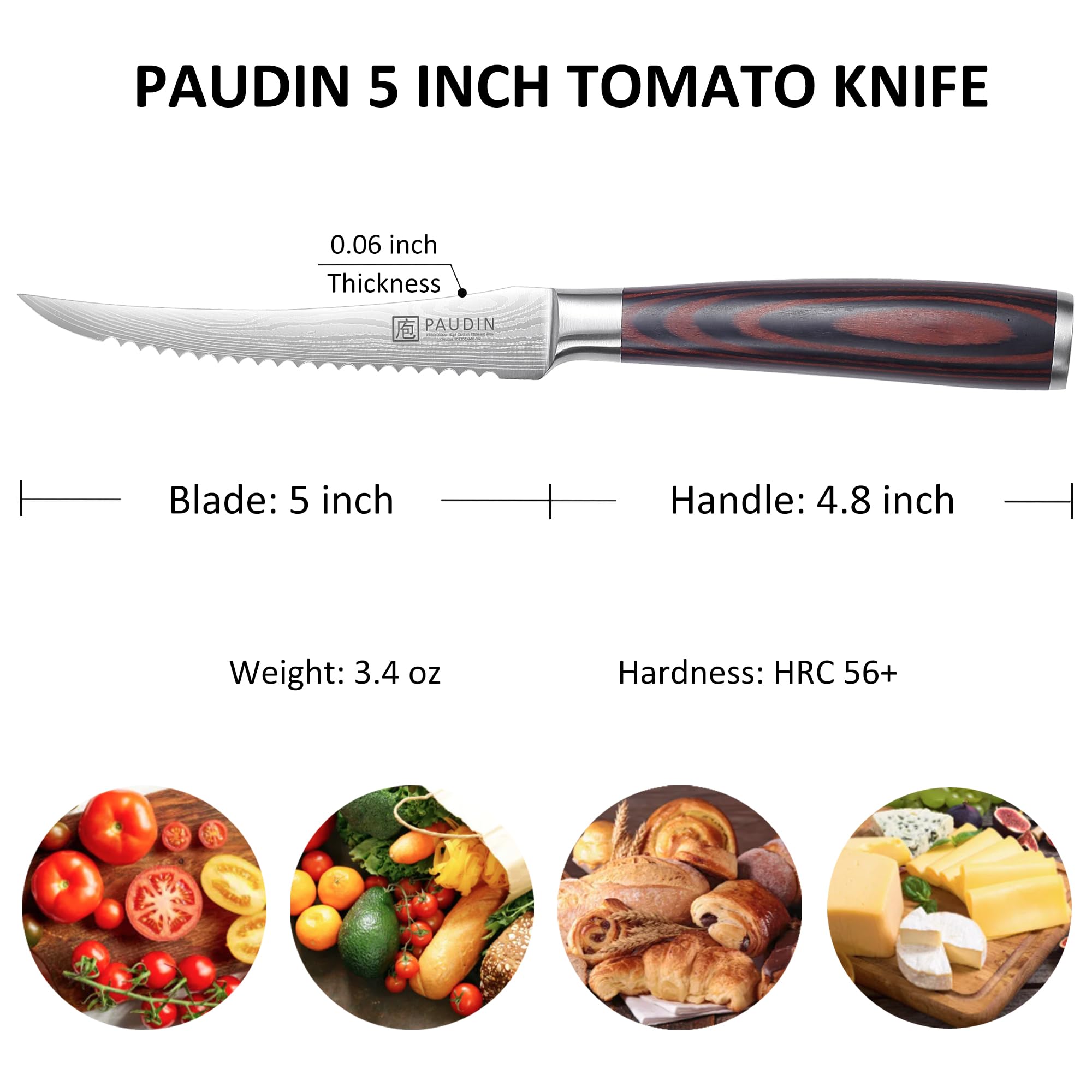 PAUDIN 5 inch kitchen knife with sheath packaging
