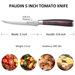 PAUDIN 5 inch kitchen knife with sheath packaging