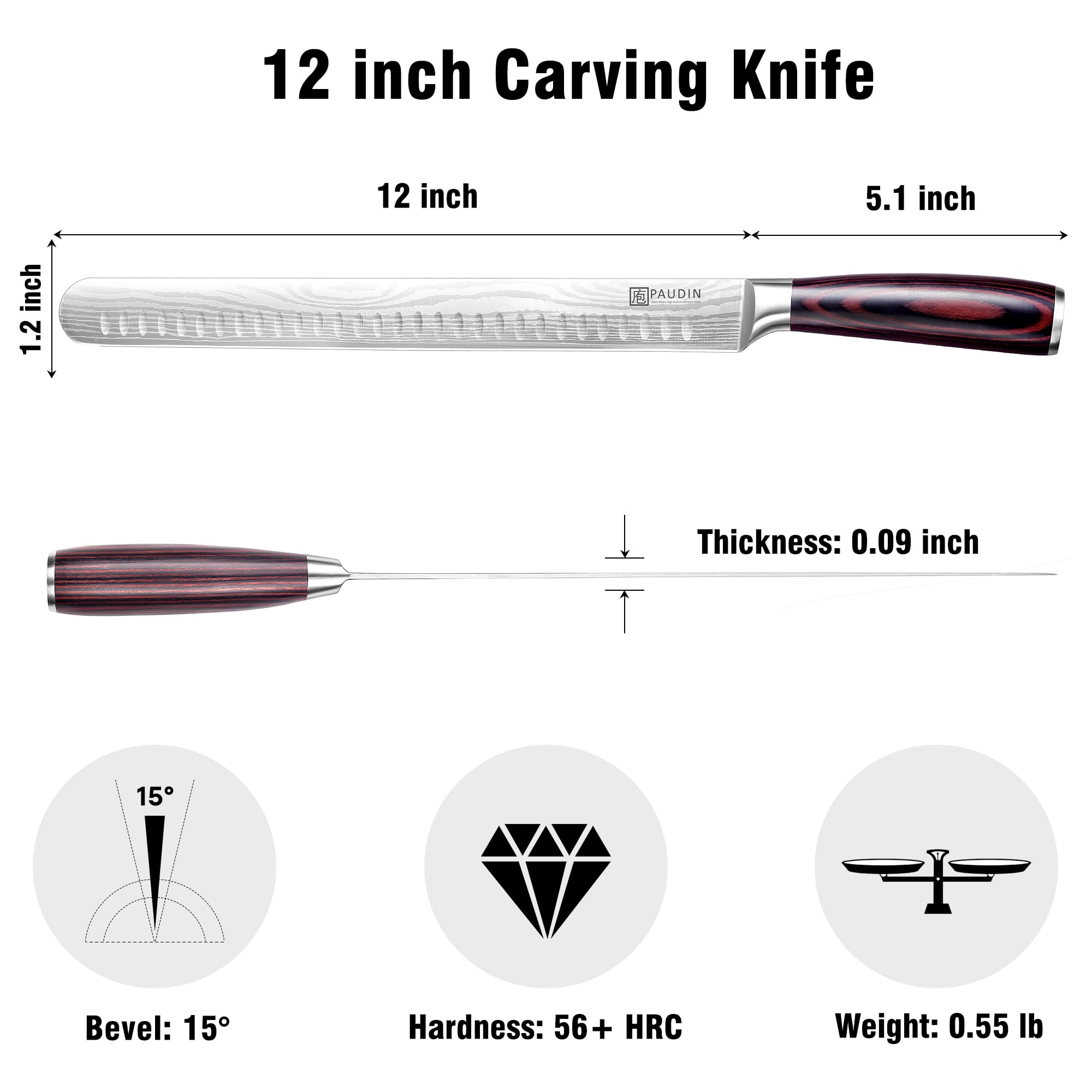 Rust and stain resistant steel PAUDIN Brisket Knife