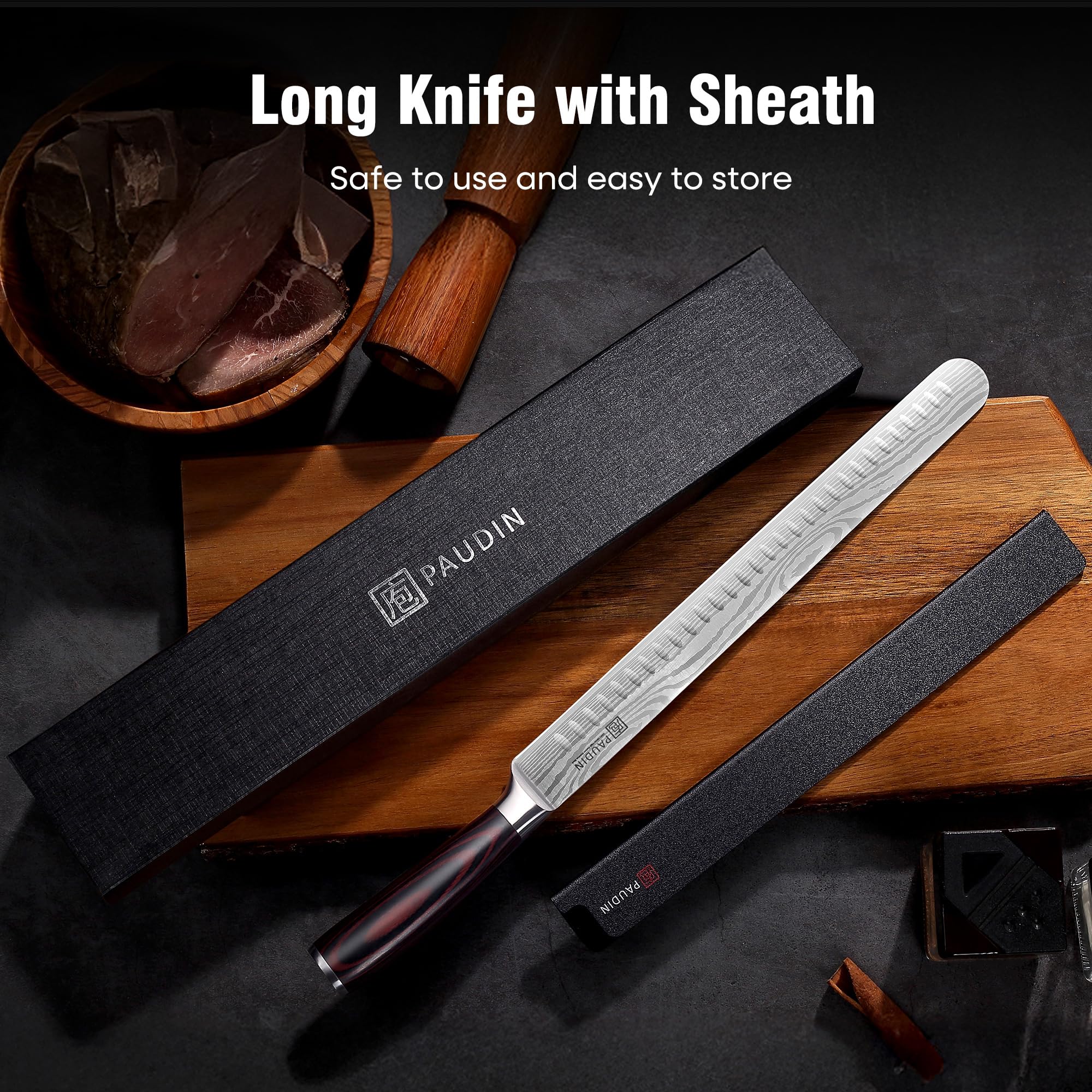 PAUDIN Brisket Knife carving in kitchen setting