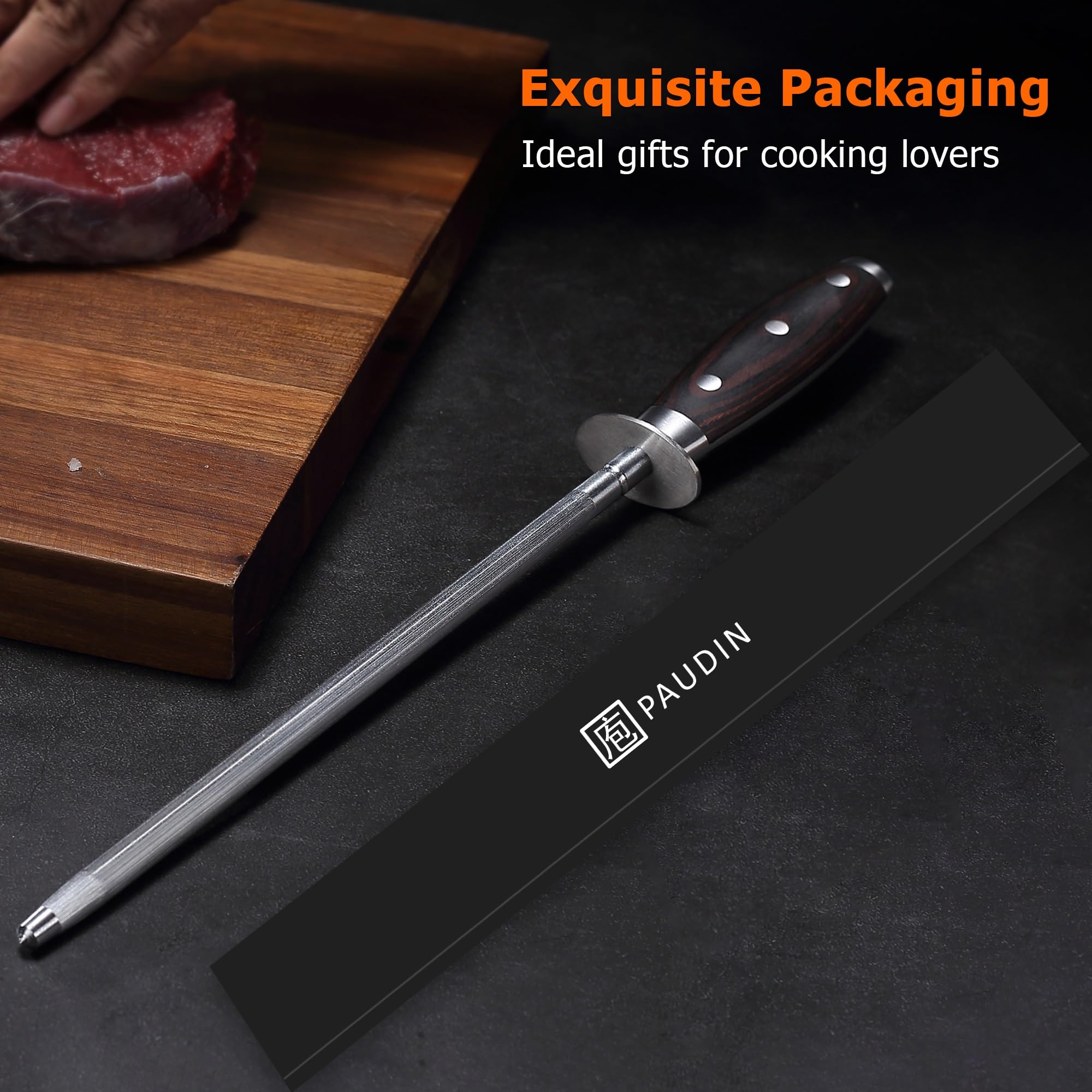 PAUDIN honing rod durable triple rivet construction