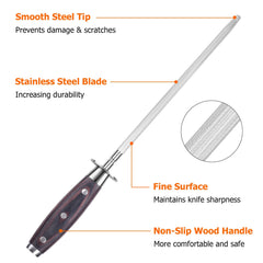 High carbon steel honing rod for kitchen knives