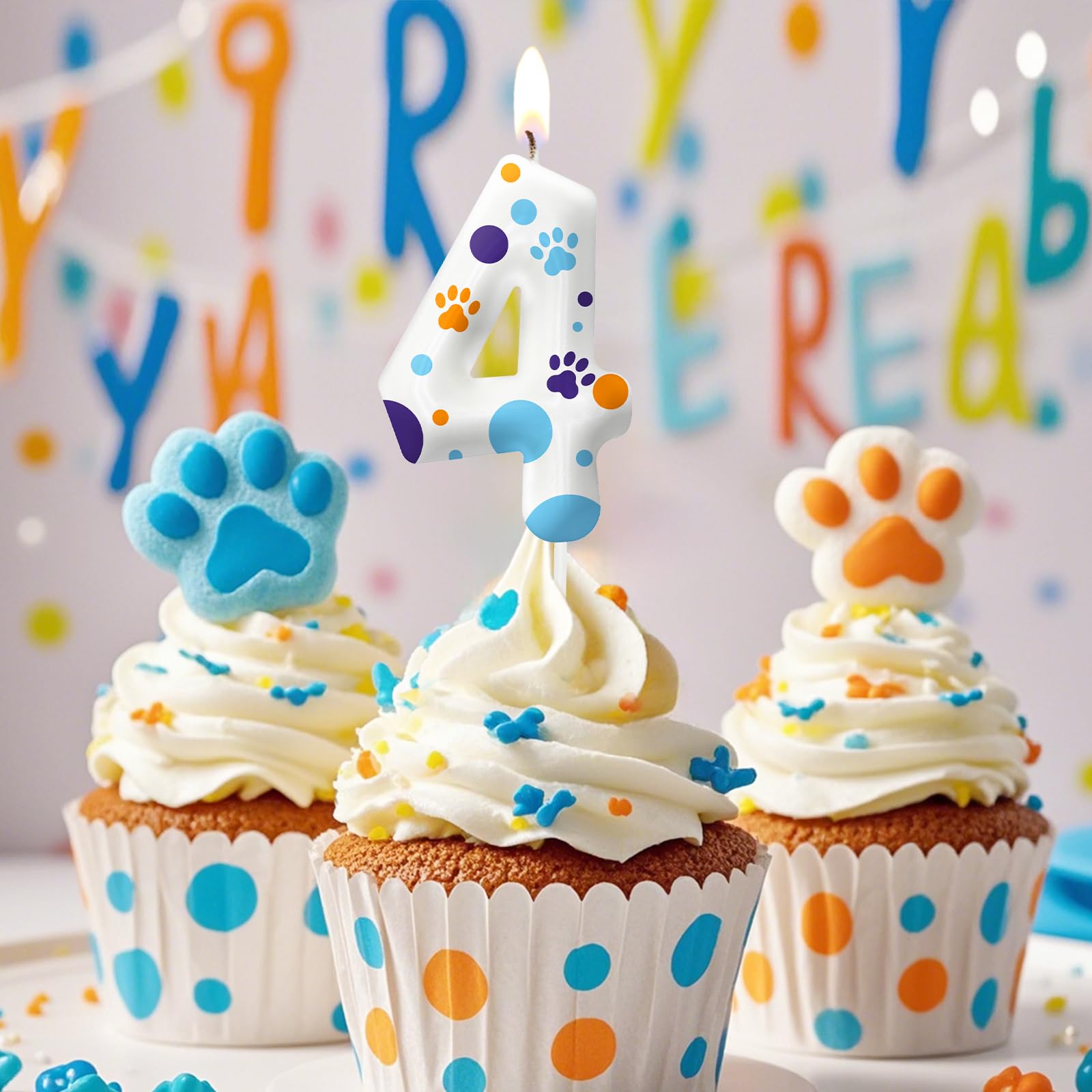 Paw patrol blue design candles for themed birthday party