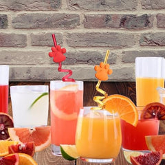 Curly paw design straws in six colors