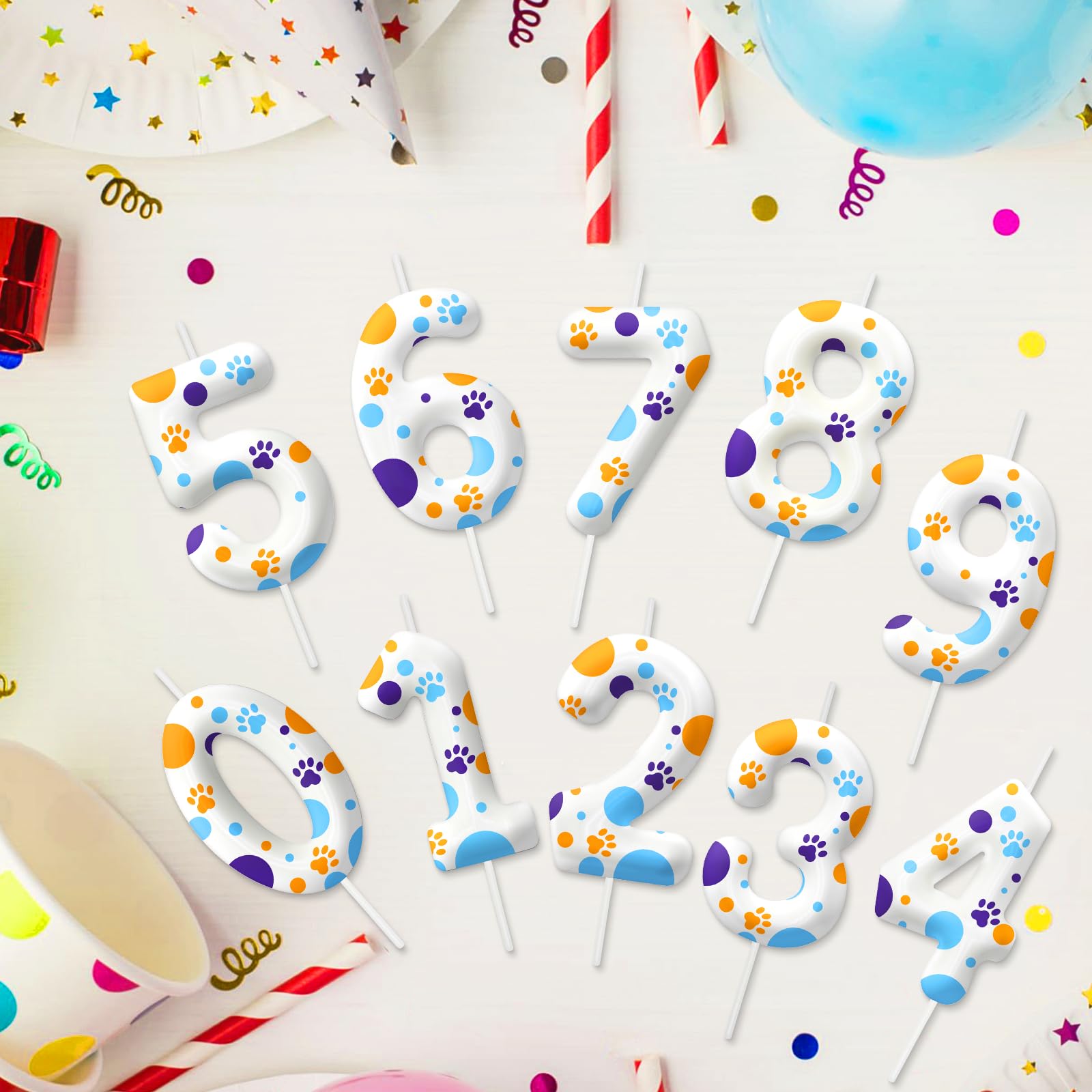 Paw print birthday candle design for cupcakes and desserts
