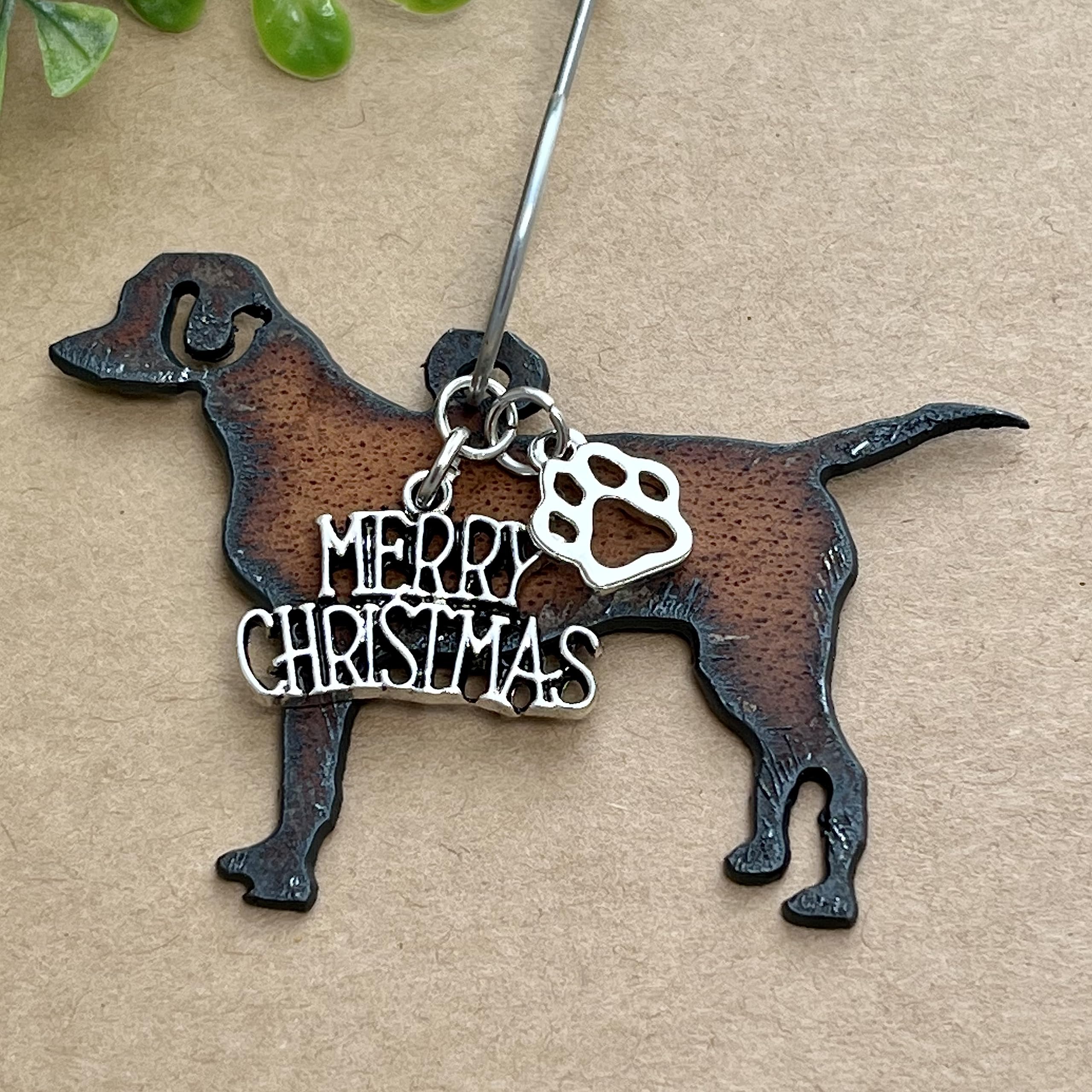 Antiqued zinc alloy charms on Labrador ornament