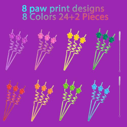Paw print straws length 10.23 inches for beverages
