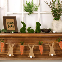 Green moss flocking Easter rabbits decor by Pawliss for spring mantel