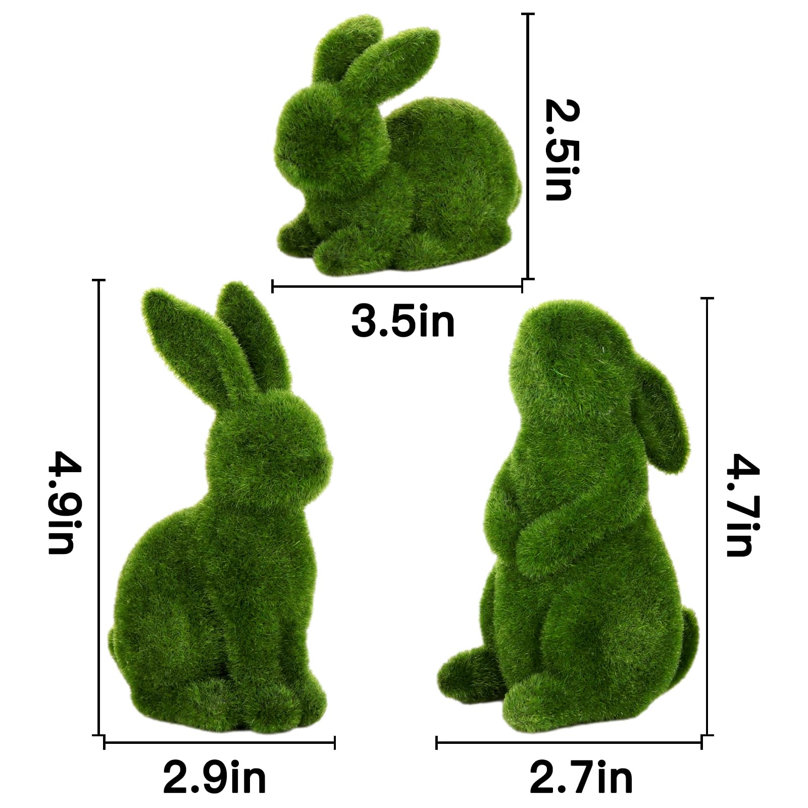 Pawliss Bunny Decor resin rabbit figurines proning squatting and standing poses set of 3