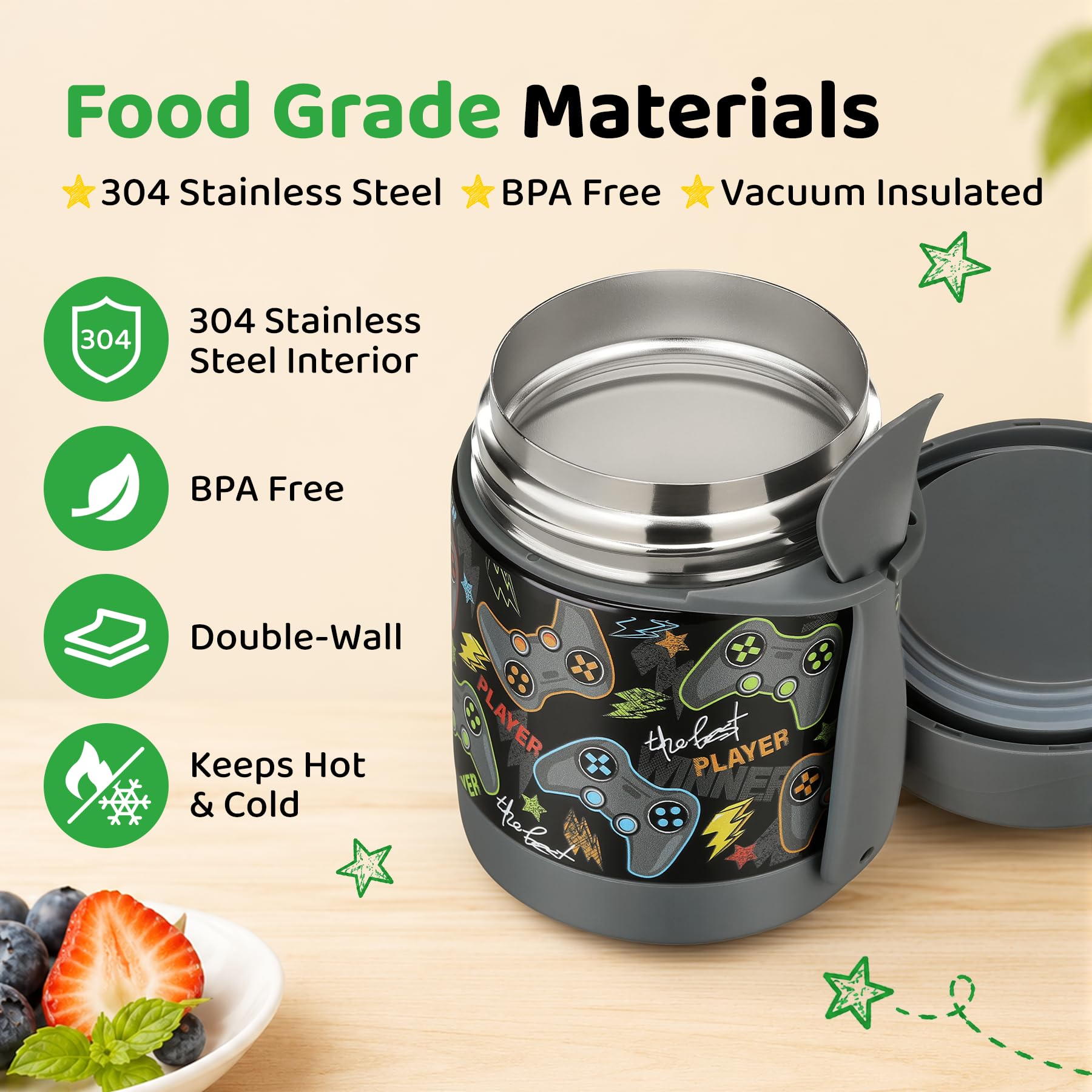 Pawtong vacuum insulated jar stainless steel interior 10oz