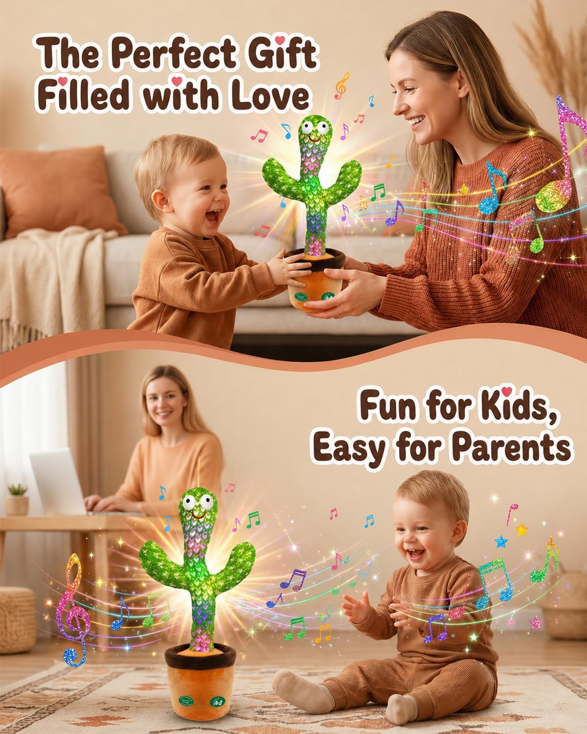 Soft plush cactus toy safe for hugs and toddlers