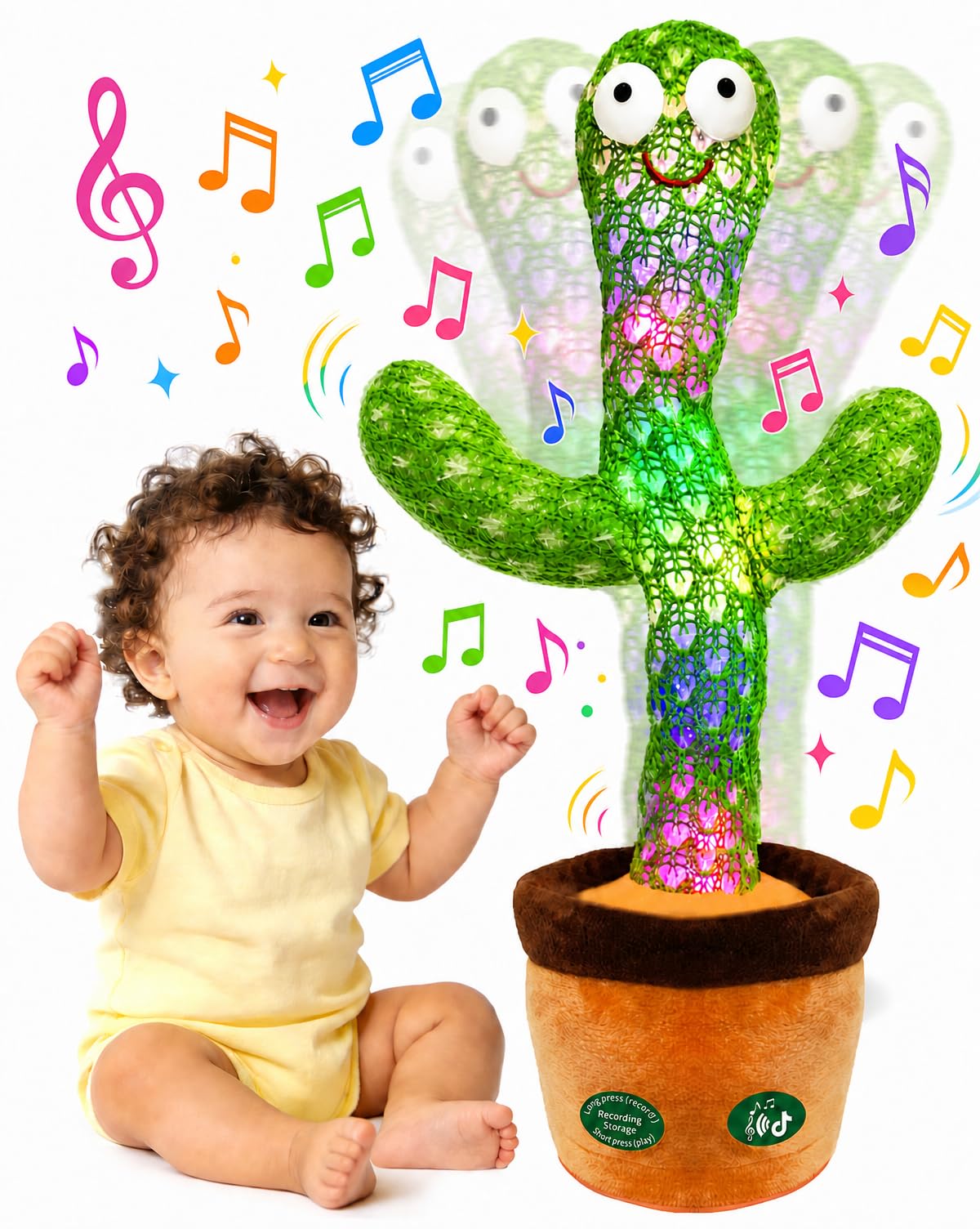 Pbooo Dancing Cactus Toy grass green color with LED lights