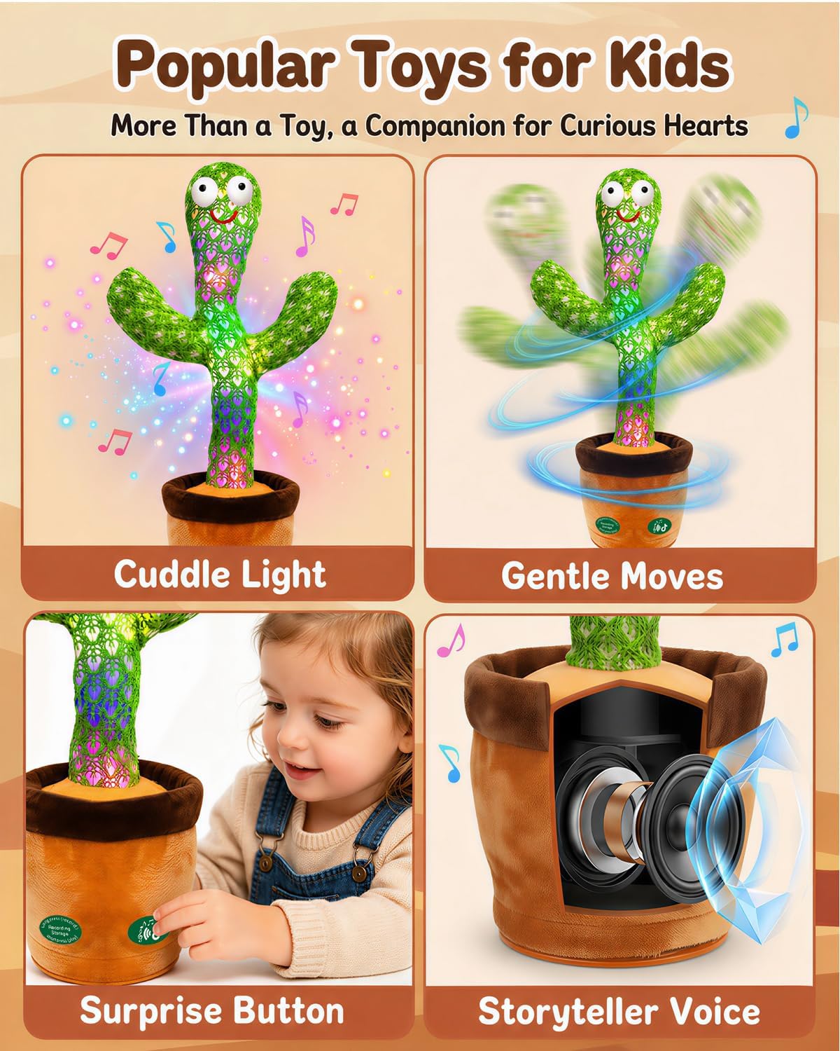 Pbooo Dancing Cactus Toy 120 English songs