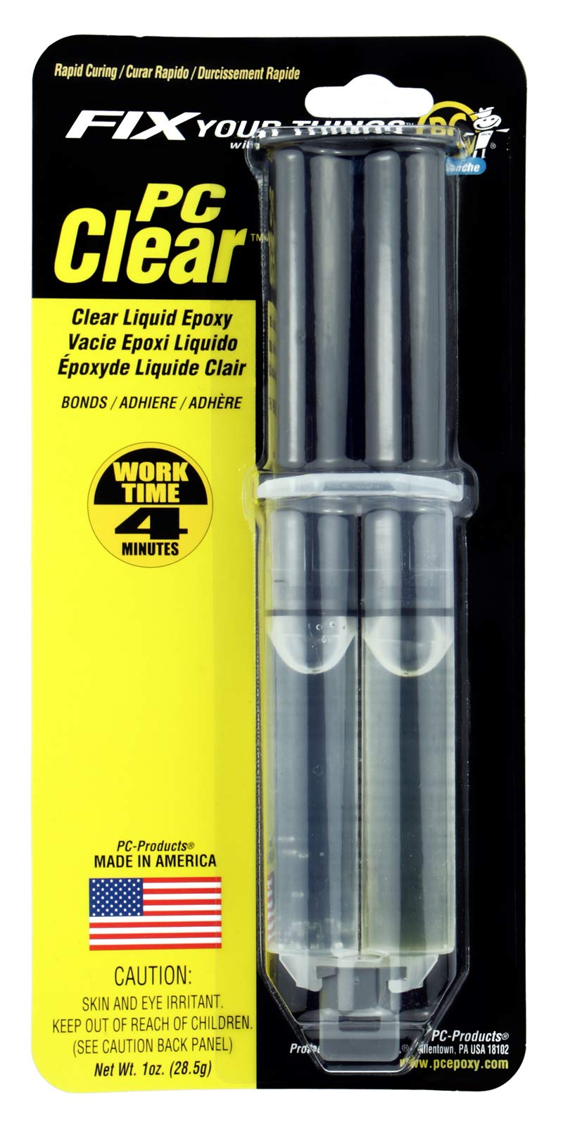 PC Products PC-Clear Epoxy Adhesive Liquid bonds wood metal glass ceramic concrete and fabric