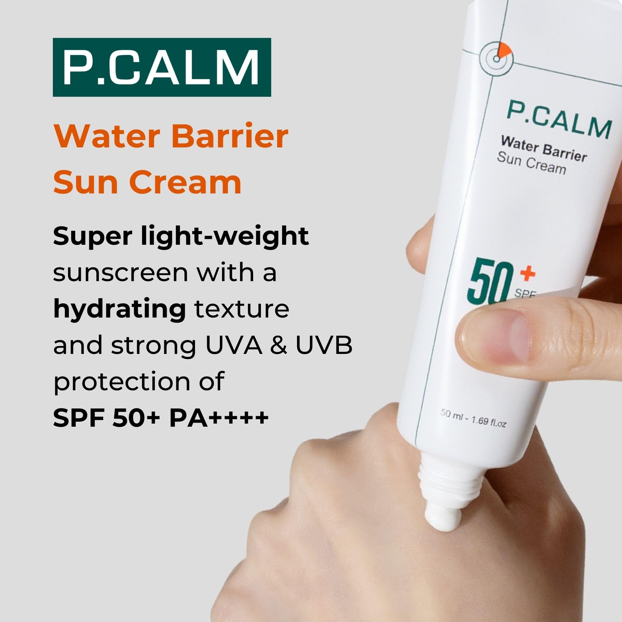 SPF 50+ PA++++ broad-spectrum sunscreen by P.CALM