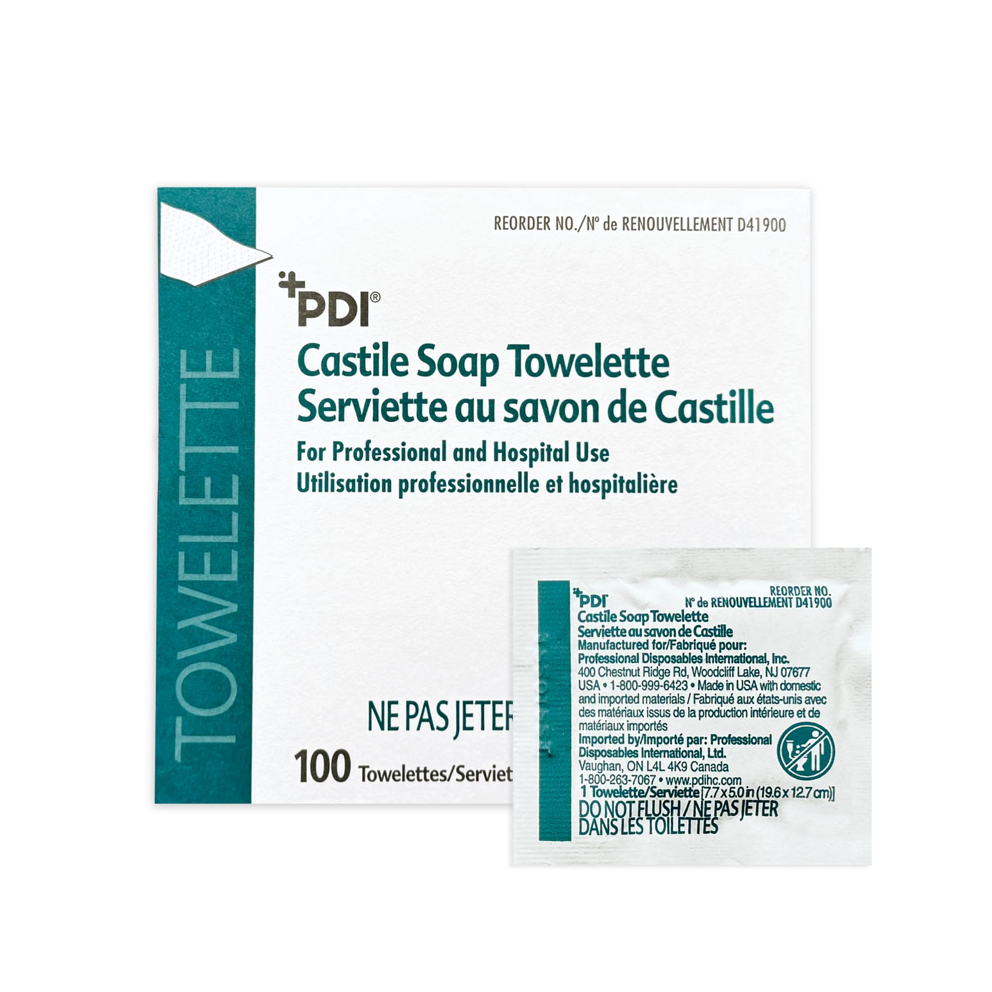 PDI Castile Soap Towelettes box of 100 wipes