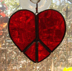 Peace sign stained glass ornament decorative piece