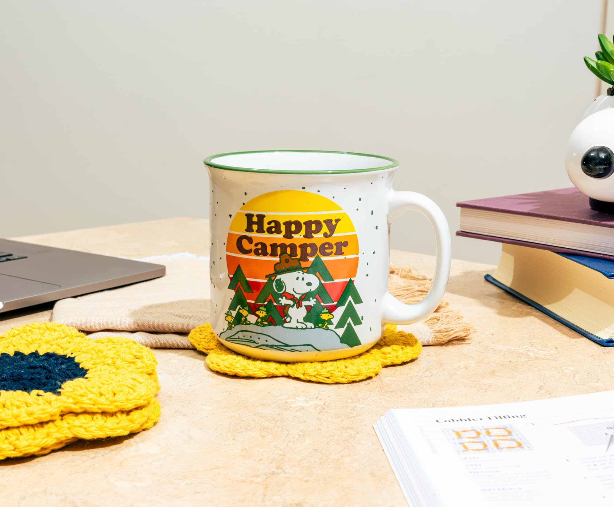 Snoopy and Woodstock camping mug 20-ounce ceramic