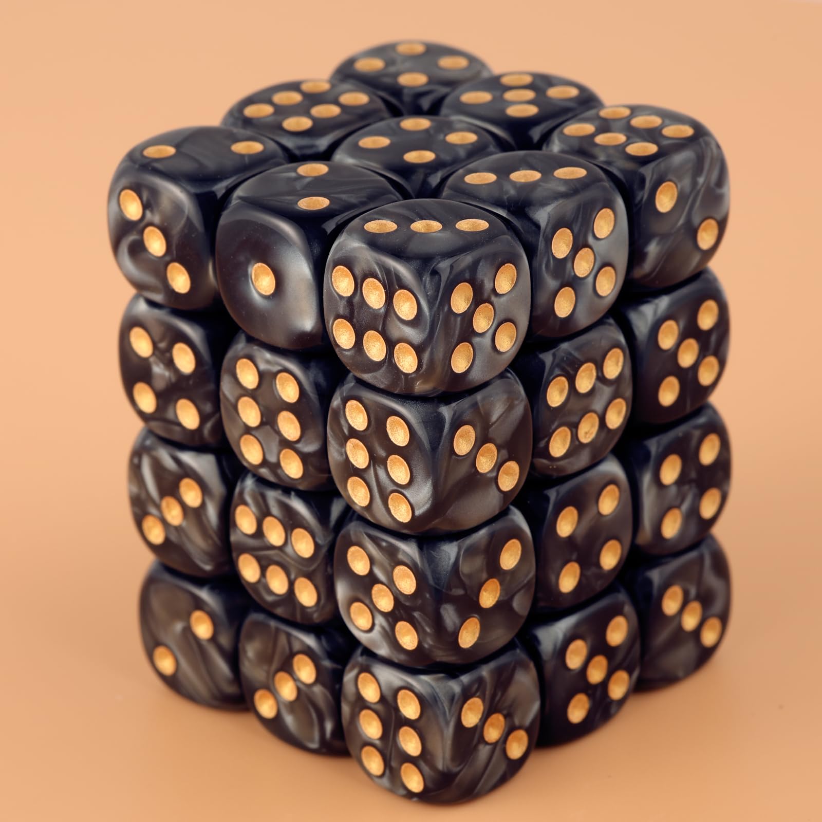 36 piece dice set in black portable box