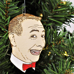 Birch wood Pee Wee Christmas Ornament hand-painted in Portland studio