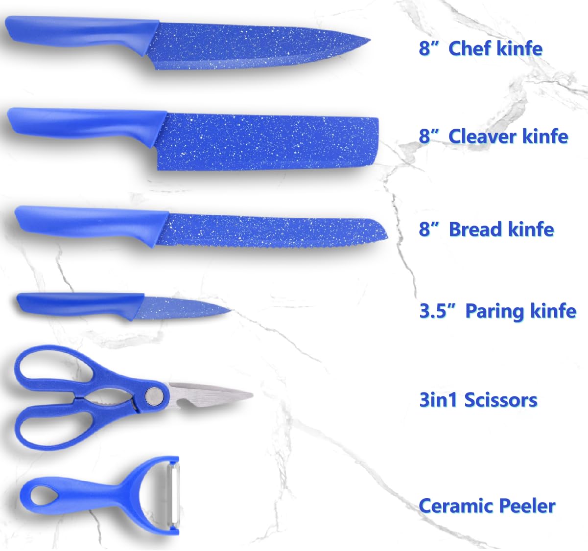 Peeler from Blue Kitchen Knife Set 6pcs