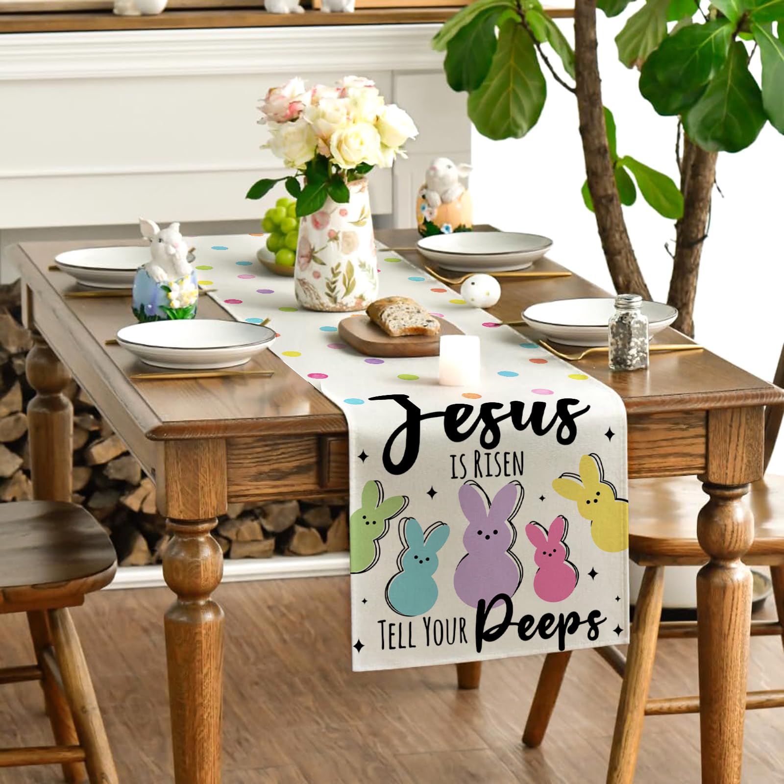 peeps spring bunny decor table runner