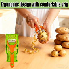 Stainless steel blades on multifunction peeler