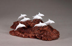 Signed John Perry sculpture with Pellucida dolphins