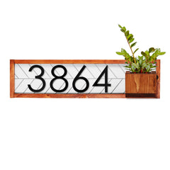 Penfeild address plaque with planter outdoor sign 22 inches tall 7 inches wide