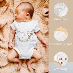 pengtai baby onesie short sleeve bee and heart design