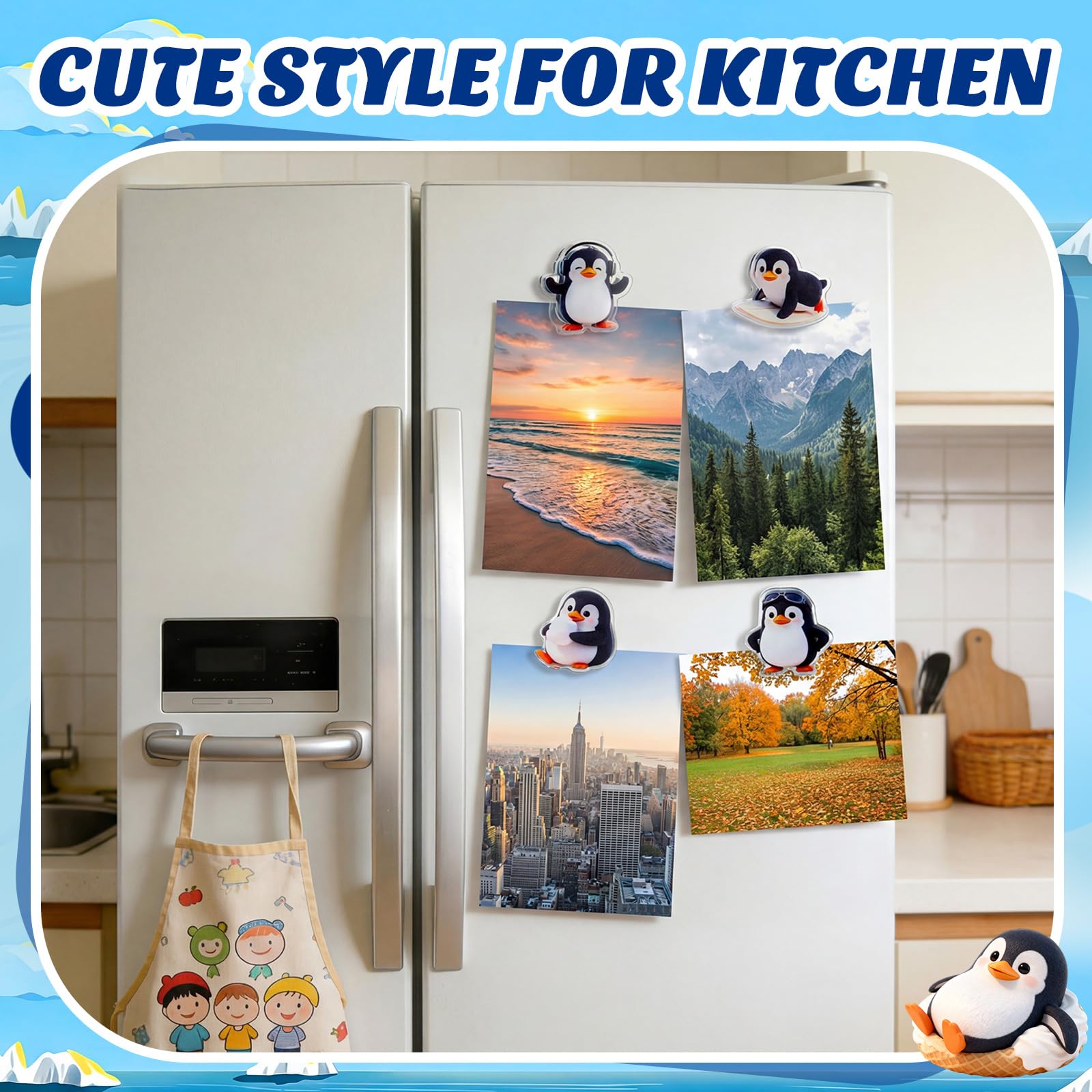Fridge magnets and bag clips penguin design