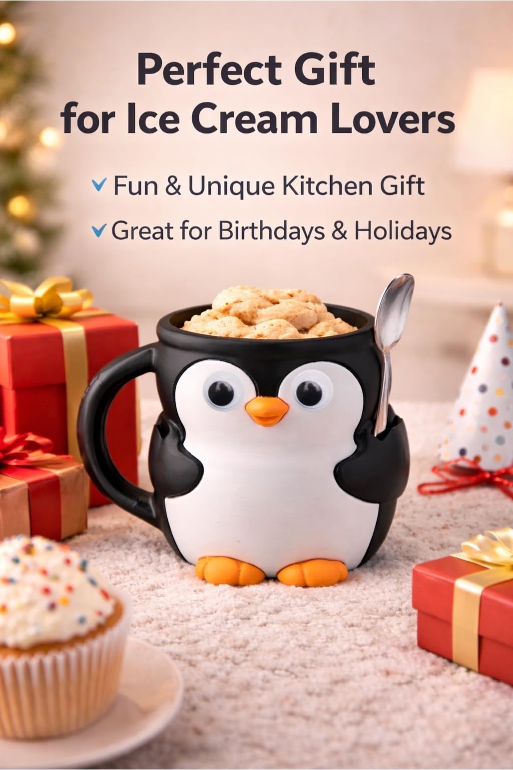 Colorful penguin design pint sleeve novelty gift