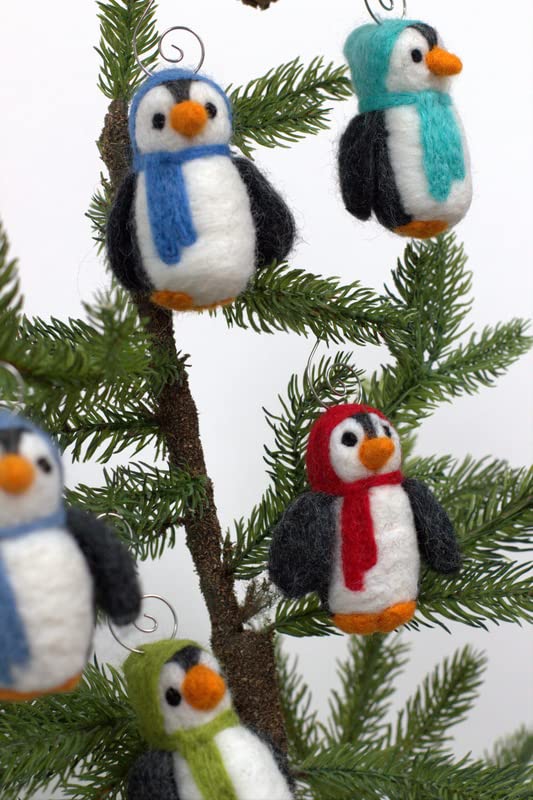 Handmade wool penguin ornament 100% wool