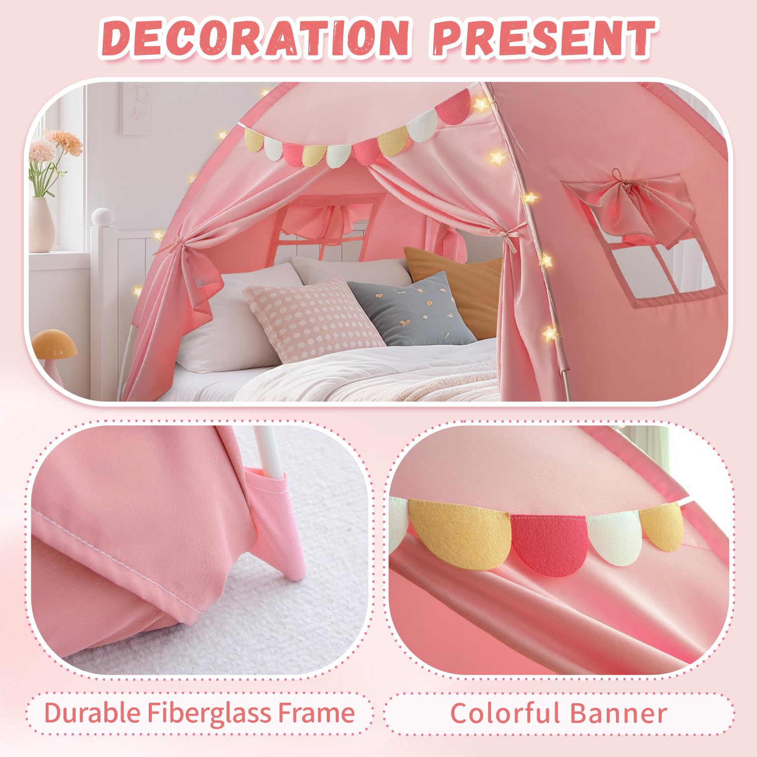 Easy setup bed tent no tools required for indoor use