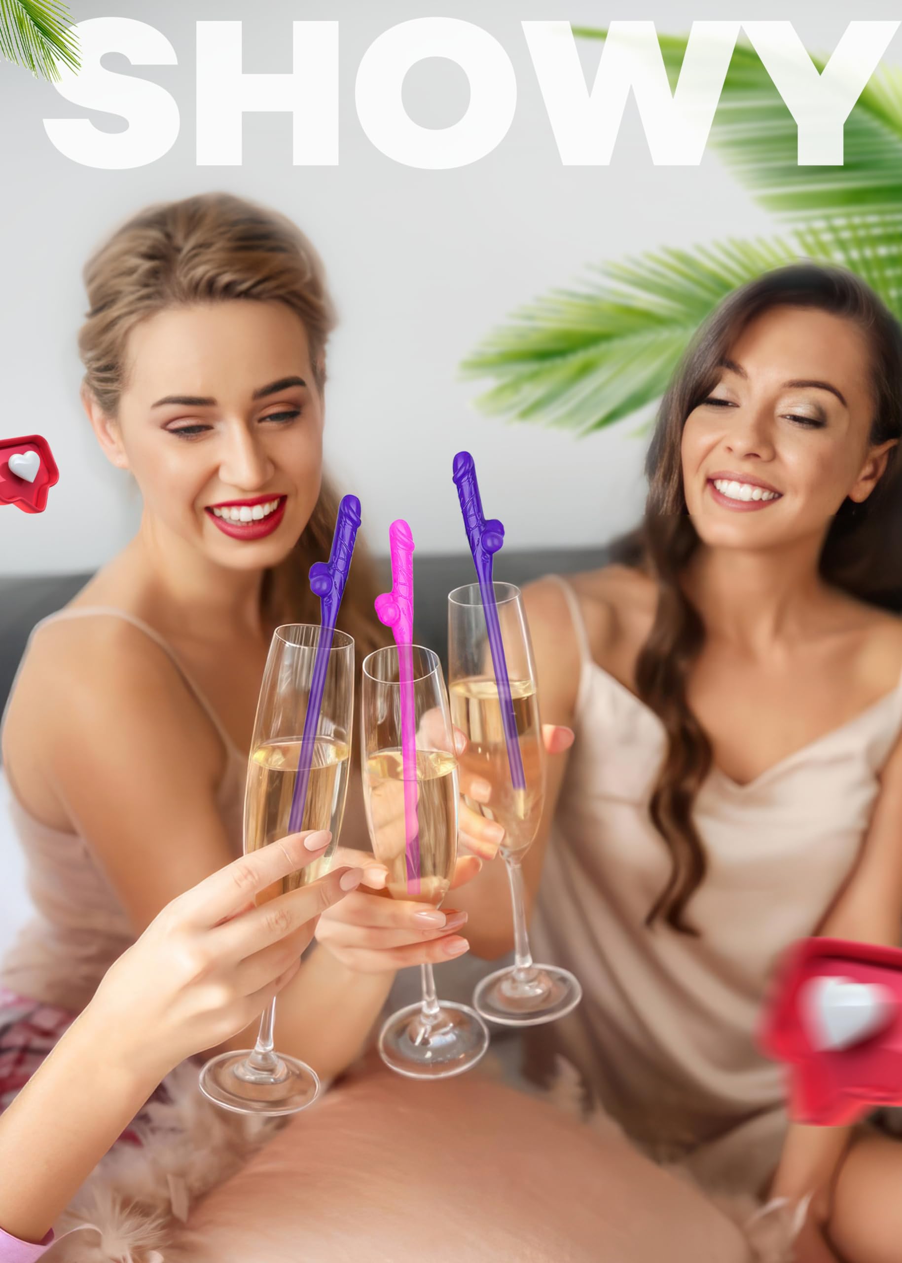 Pennis-shaped straw set for group celebrations